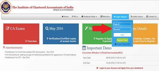 ICAI CA intermediate admit card may 2019