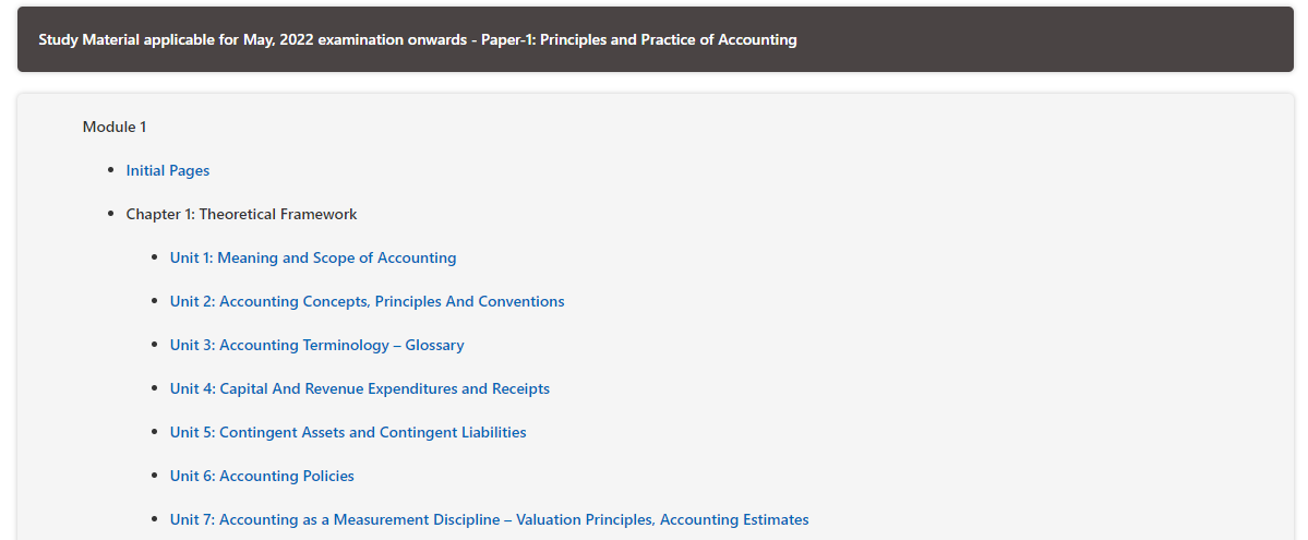 Chapter Wise Study Materials