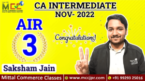 CA Intermediate All India Rank- 3