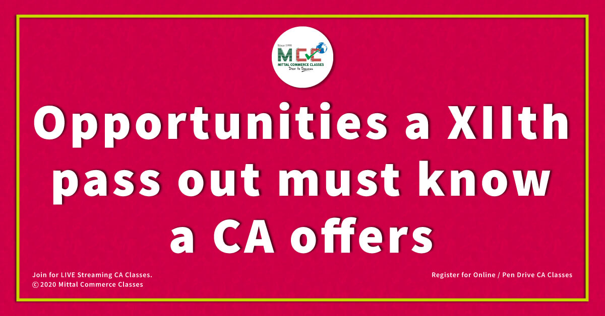 Opportunities a XIIth pass out must know a CA offers