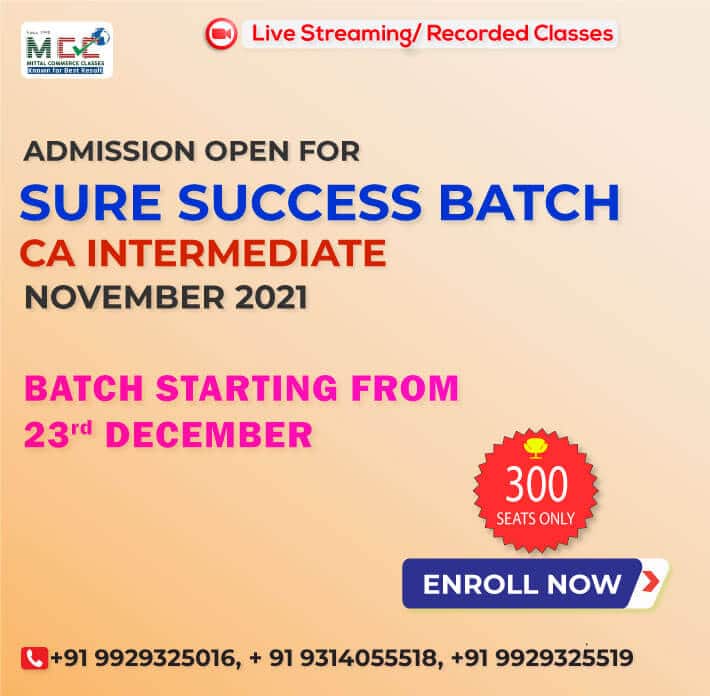 admission open for Sure success batch CA Intermediate November 2021